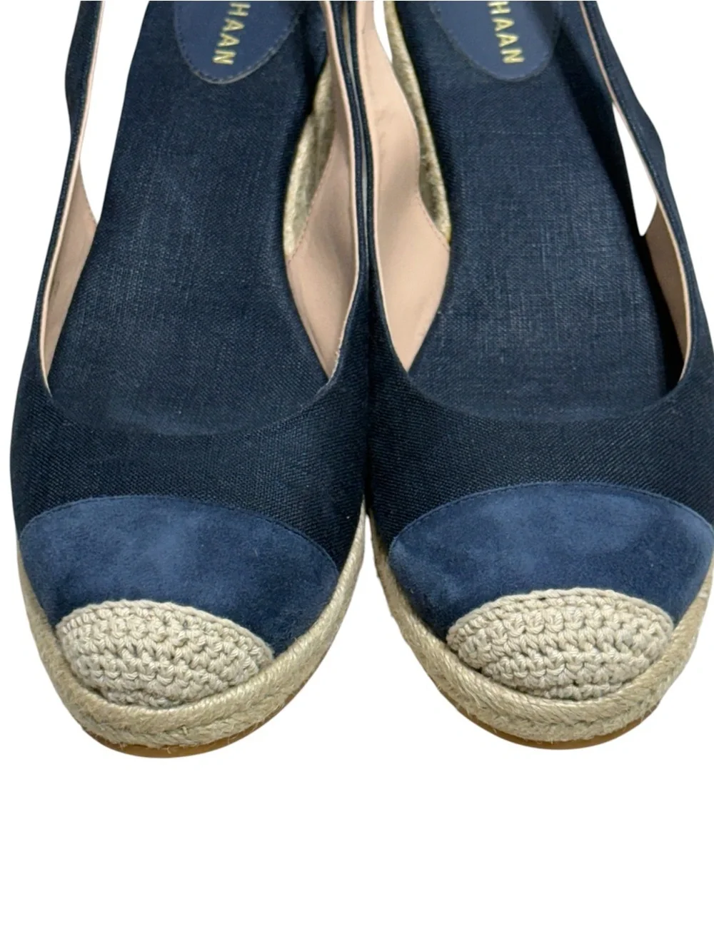 Cole Haan Cloudfeel Navy Espadrille Wedge Slingback Pumps Shoes Size 10.5